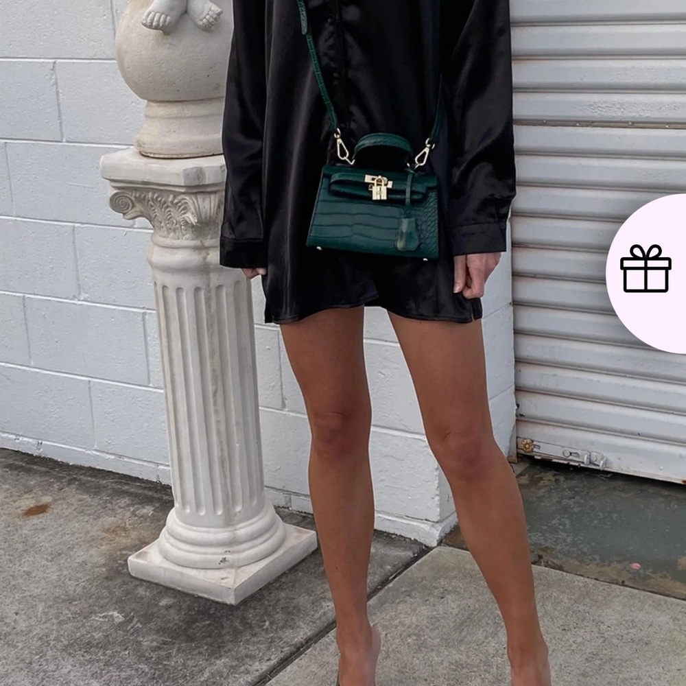 Princess Polly green croc bag